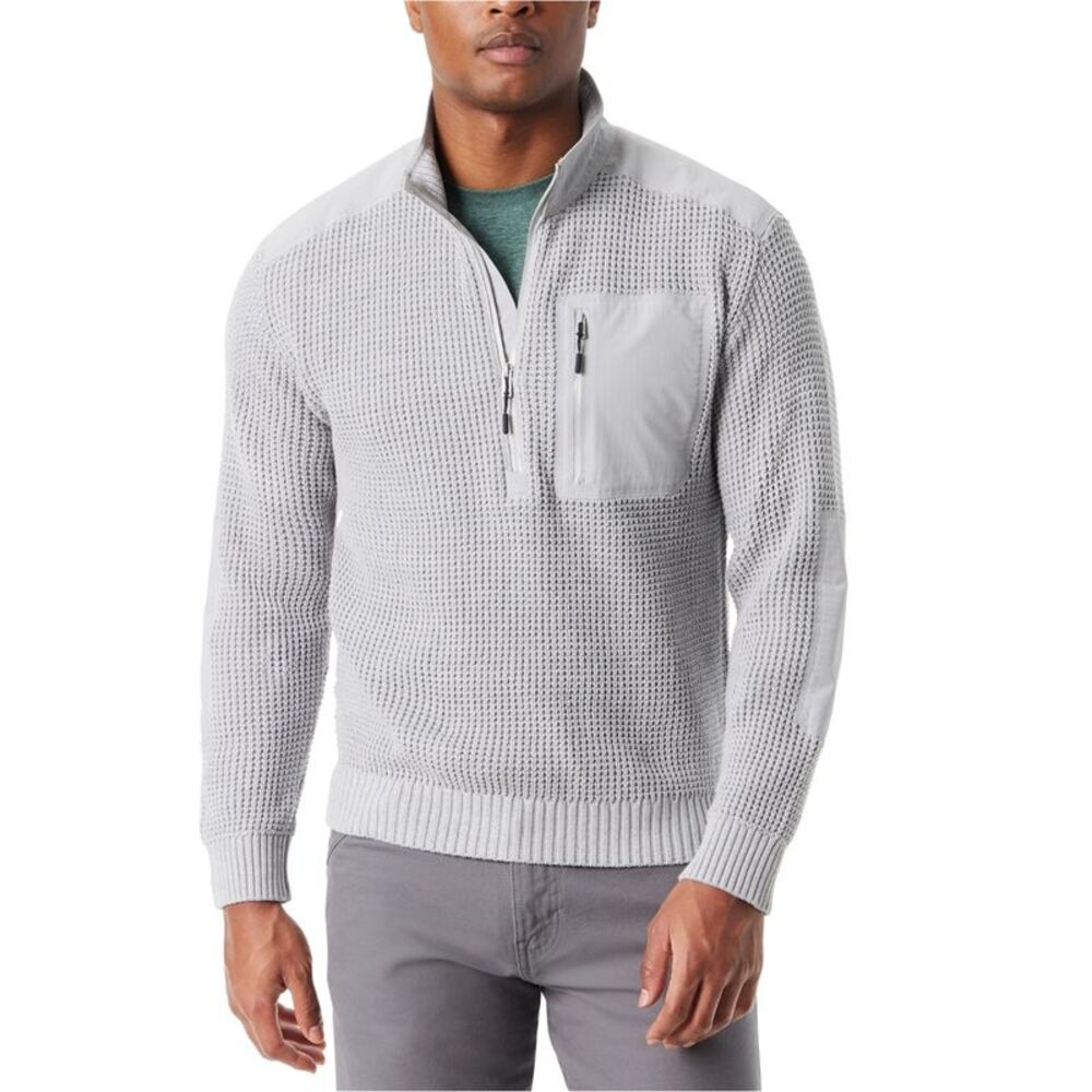 BASS OUTDOOR Mens Quarter Zip Patch Pullover Sweater, NWT